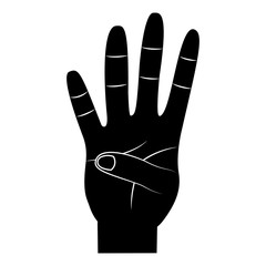 four fingers up hand gesture icon image vector illustration design  black and white