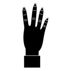 four fingers up hand gesture icon image vector illustration design  black and white