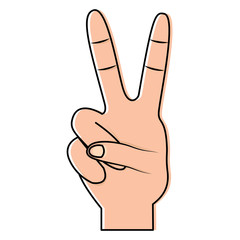 two fingers up peace hand gesture icon image vector illustration design 