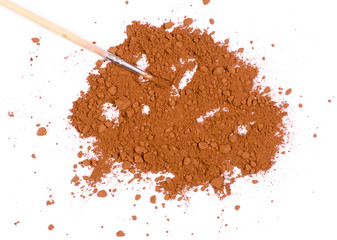 Pile cocoa on a white background