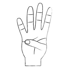 hand showing four count gesture vector illustration  design