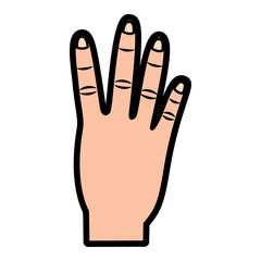 hand showing four count gesture vector illustration  design