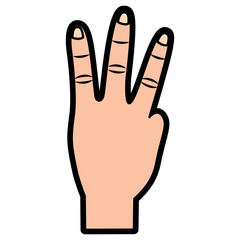 Obraz premium hand showing three fingers gesture vector illustration design