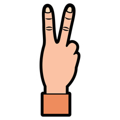 hand with two fingers victory peace and love sign vector illustration  design