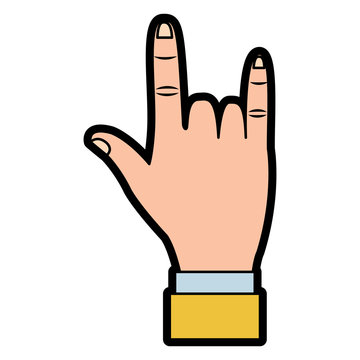hand in rock n roll sign gesture vector illustration  design