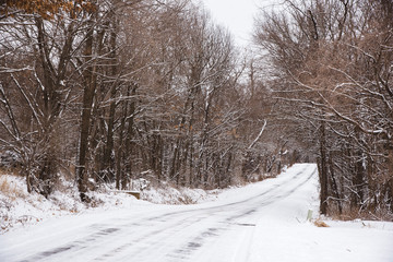 Country Road Covered in Snow in Springfield, Missouri - 188301804