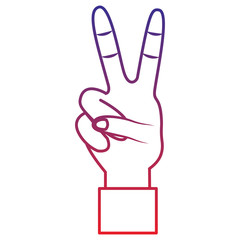 two fingers up peace hand gesture icon image vector illustration design 