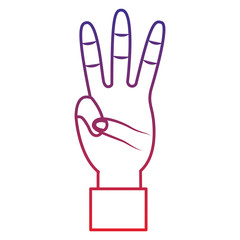 three fingers up hand gesture icon image vector illustration design 