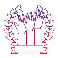 three hands emblem hand gesture icon image vector illustration design 