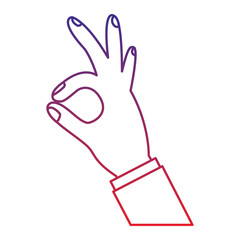 three fingers up ok hand gesture icon image vector illustration design 