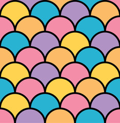 Obraz premium Colorful pastel scale seamless pattern black outline