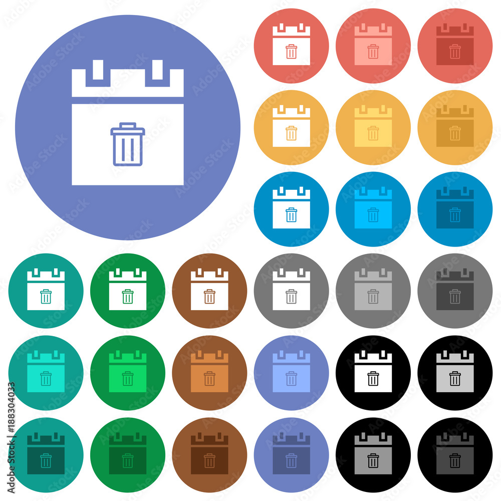 Poster delete schedule item round flat multi colored icons
