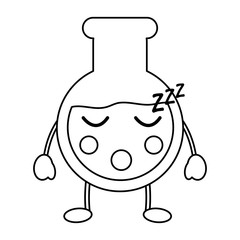 flask sleep laboratory kawaii icon image vector illustration design  black line 