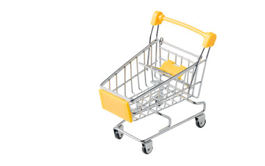 Yellow shopping Cart isolated on white background,