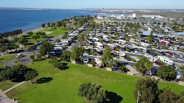 Chula Vista, CA - Bayfront Park - Drone Video. Aerial Video of  This popular park has a public boat-launching ramp and is beautifully landscaped.. Surrounded by marinas, restaurants and shopping,