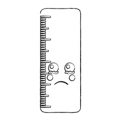 ruler sad school supplies kawaii icon image vector illustration design  black sketch line