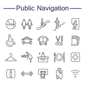Public Navigation Signs Icons.
