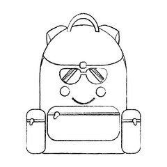 school backpack kawaii cartoon character vector illustration sketch design