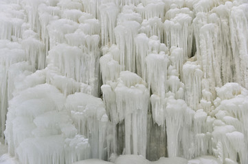 Winter landscape frozen waterfalls
