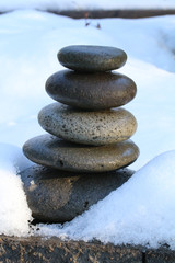 Stacked Rocks in Snow
