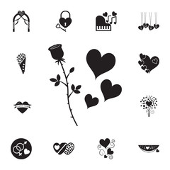 flower roses and hearts icon. Set of Valentine's Day elements icon. Photo camera quality graphic design collection icons for websites, web design, mobile app