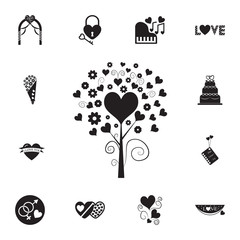 love tree with hearts icon. Set of Valentine's Day elements icon. Photo camera quality graphic design collection icons for websites, web design, mobile app