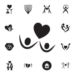 lovers raise their hearts icon. Set of Valentine's Day elements icon. Photo camera quality graphic design collection icons for websites, web design, mobile app