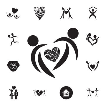 loving couple with heart icon. Set of Valentine's Day elements icon. Photo camera quality graphic design collection icons for websites, web design, mobile app