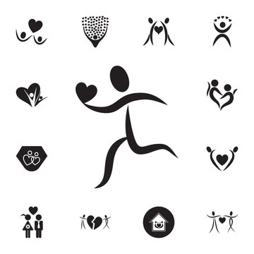 running lover man icon. Set of Valentine's Day elements icon. Photo camera quality graphic design collection icons for websites, web design, mobile app