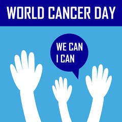 word cancer day illustration logo. campaign. poster. vector. editable