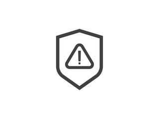 attention warning alert sign with exclamation mark symbol. shield line icon for Internet VPN Security protection Concept vector illustration.