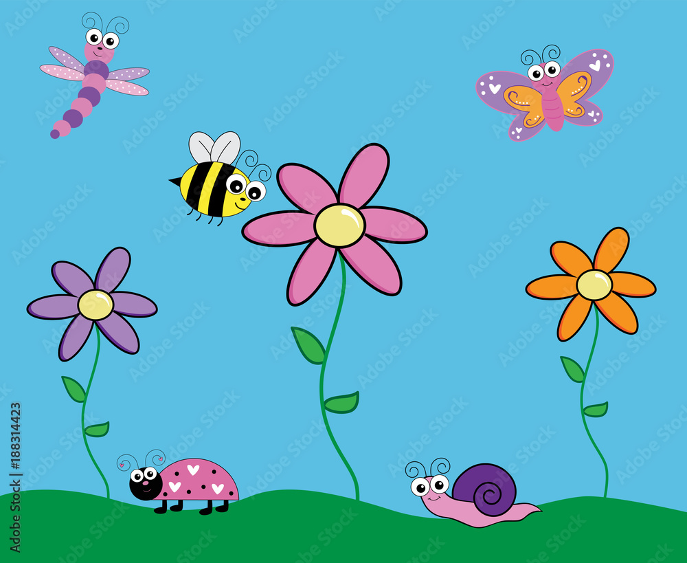 Wall mural Cute Insect Critters