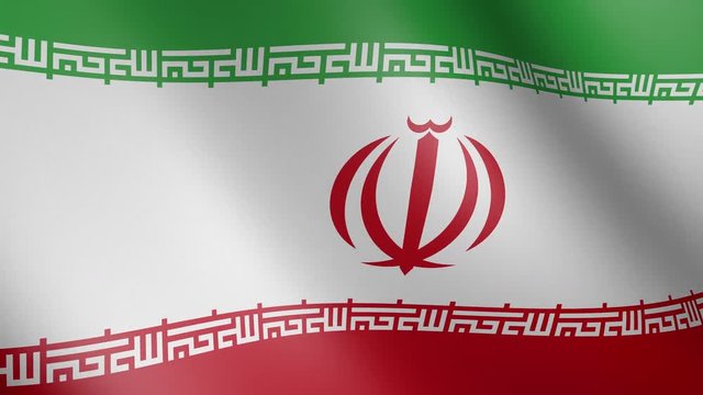 Flag of Iran with fabric texture, seamless loop