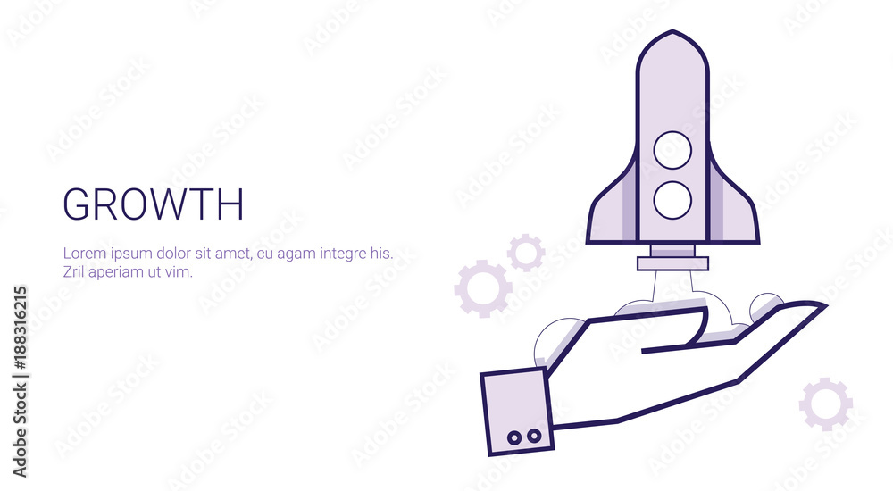Aufkleber growth concept startup project development template web banner with copy space vector illustration