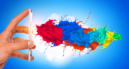 Smartphone with paint splash