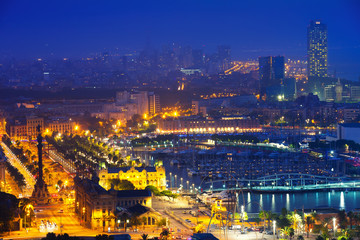 Fototapeta premium View to Barcelona in night
