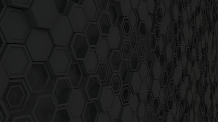 Abstract 3d background made of black hexagons