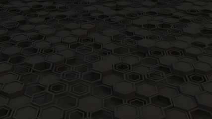 Abstract 3d background made of black hexagons