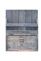 Old wooden post box isolated on white background