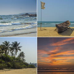 Collage ocean coast of Goa state in India