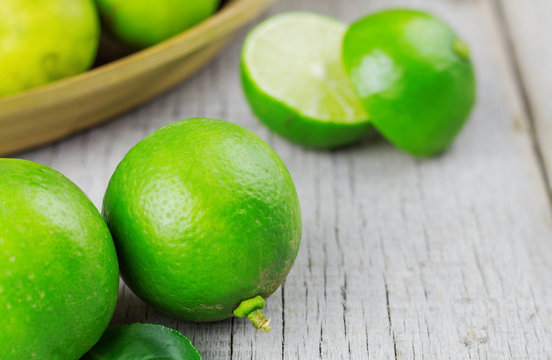 Lime on wooden floor.