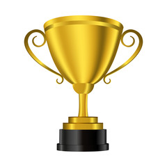 3d golden trophy on podium