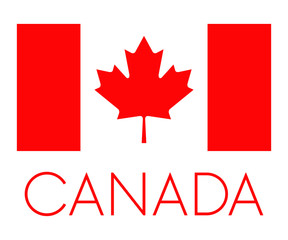 A Canadian flag featuring a word mark that says Canada underneath in vector format.