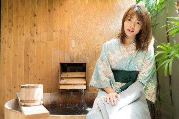 Onsen series: Asian woman in onsen