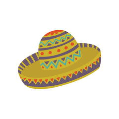 Sombrero hat with Mexican ornament cartoon vector Illustration