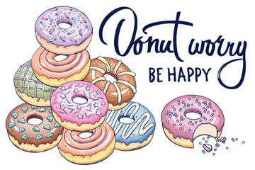 Poster with donuts and inscription.