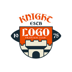 Knight escb logo, premium club, vintage badge or label, heraldry element vector Illustration