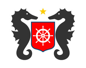 seahorses nautical marine life rudder