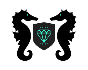 seahorses diamond nautical aquatic image vector