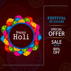 Colorful Happy Hoil Sale Promotion Shopping Advertisement background for festival of colors in India